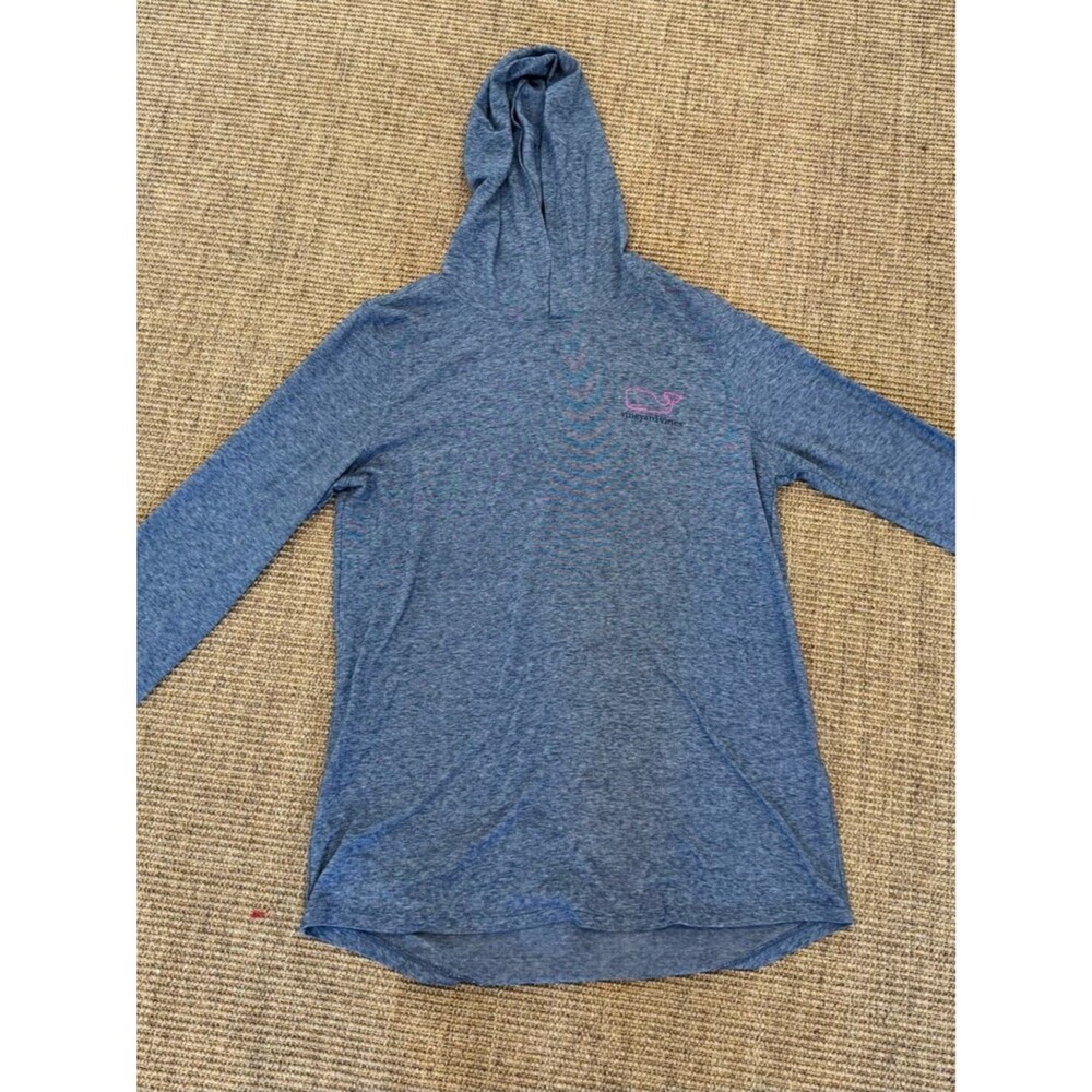 Vineyard Vines Striped Navy and White Hooded Long Sleeve Top